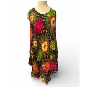 Uniti Casuals One Size Dress Beach Pool Cover Up Cotton Blend Abstract Firework
